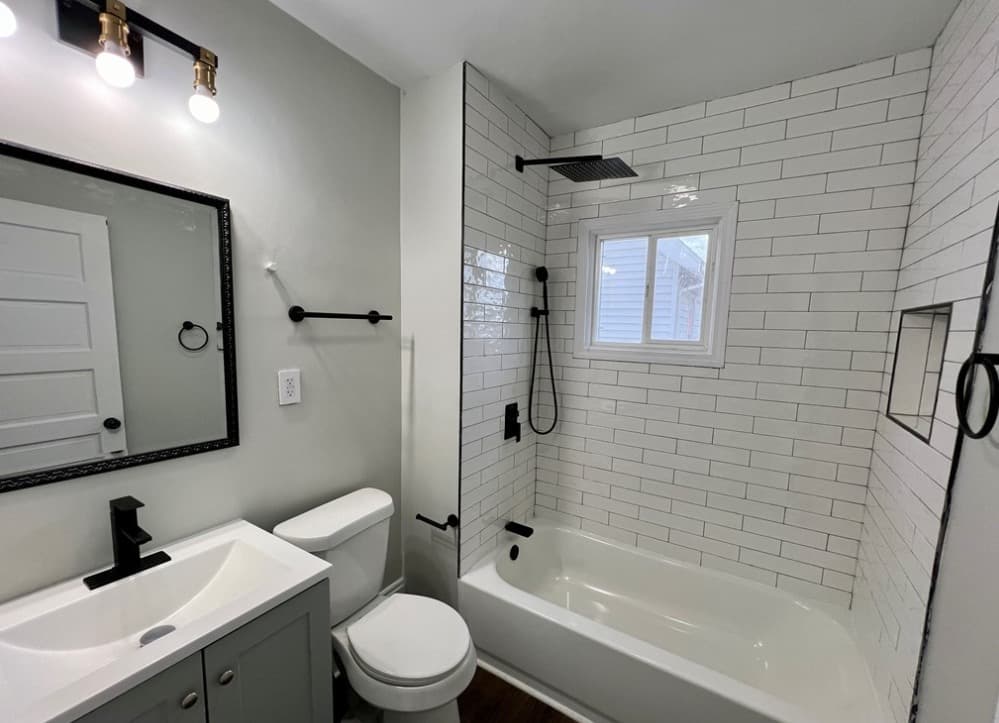 Updated bathroom inside the Cleveland project house