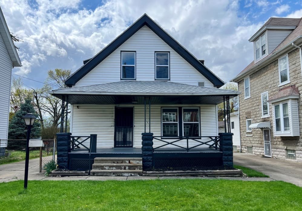 Renovated front exterior of the Cleveland house on East 150th Street