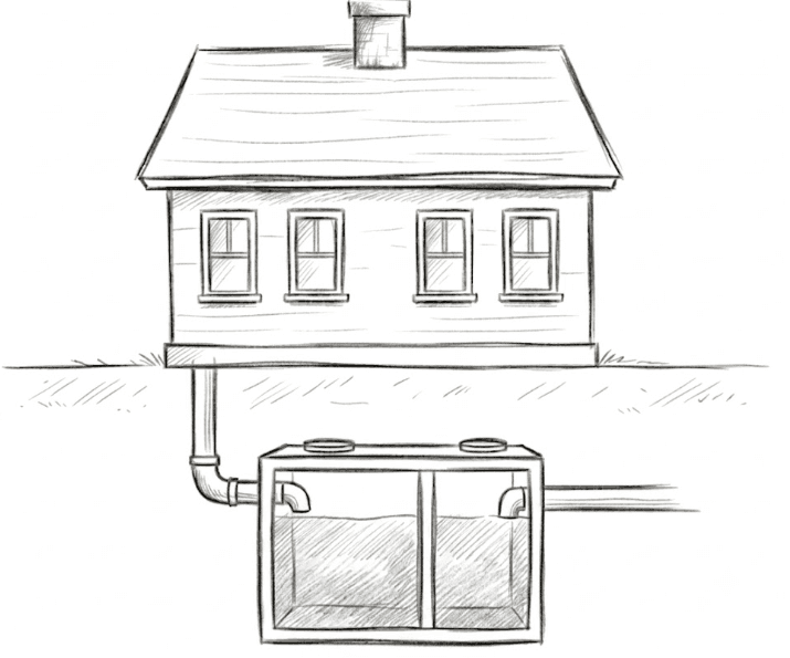 Private septic system illustration