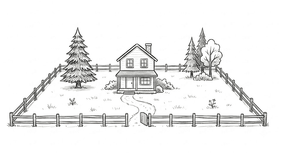 Sketch illustration of a larger-lot Portage County property