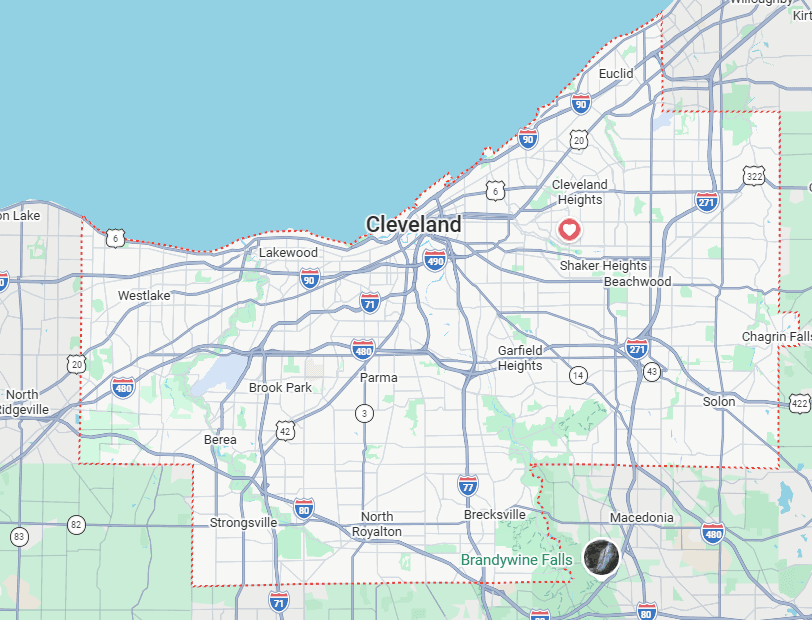 Static Cuyahoga County and Cleveland map