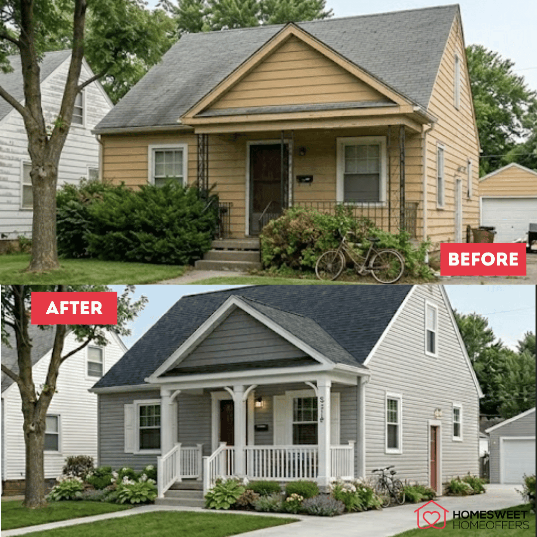 Before and after renovation of a Maple Heights home